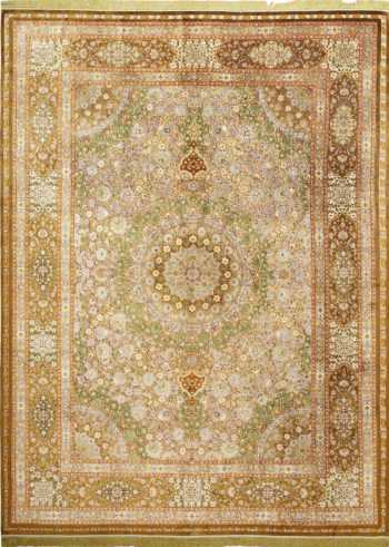 vintage silk and metallic threading souf tabriz persian rug 51112 Nazmiyal