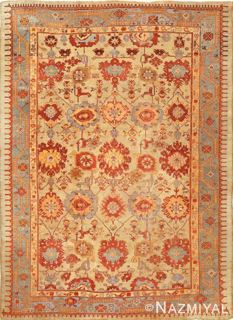 antique golden oushak turkish rug 51098 Nazmiyal