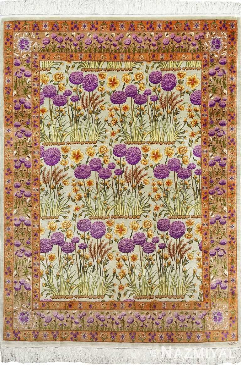 silk floral vintage tabriz persian rug 51114 Nazmiyal