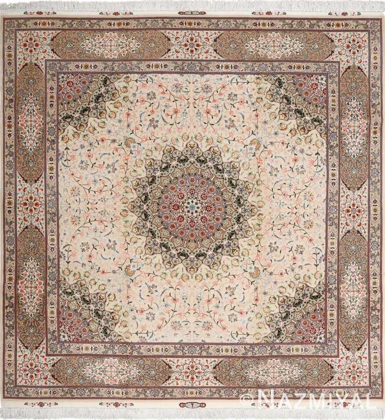 square shahsavarpour design vintage tabriz persian rug 51076 Nazmiyal