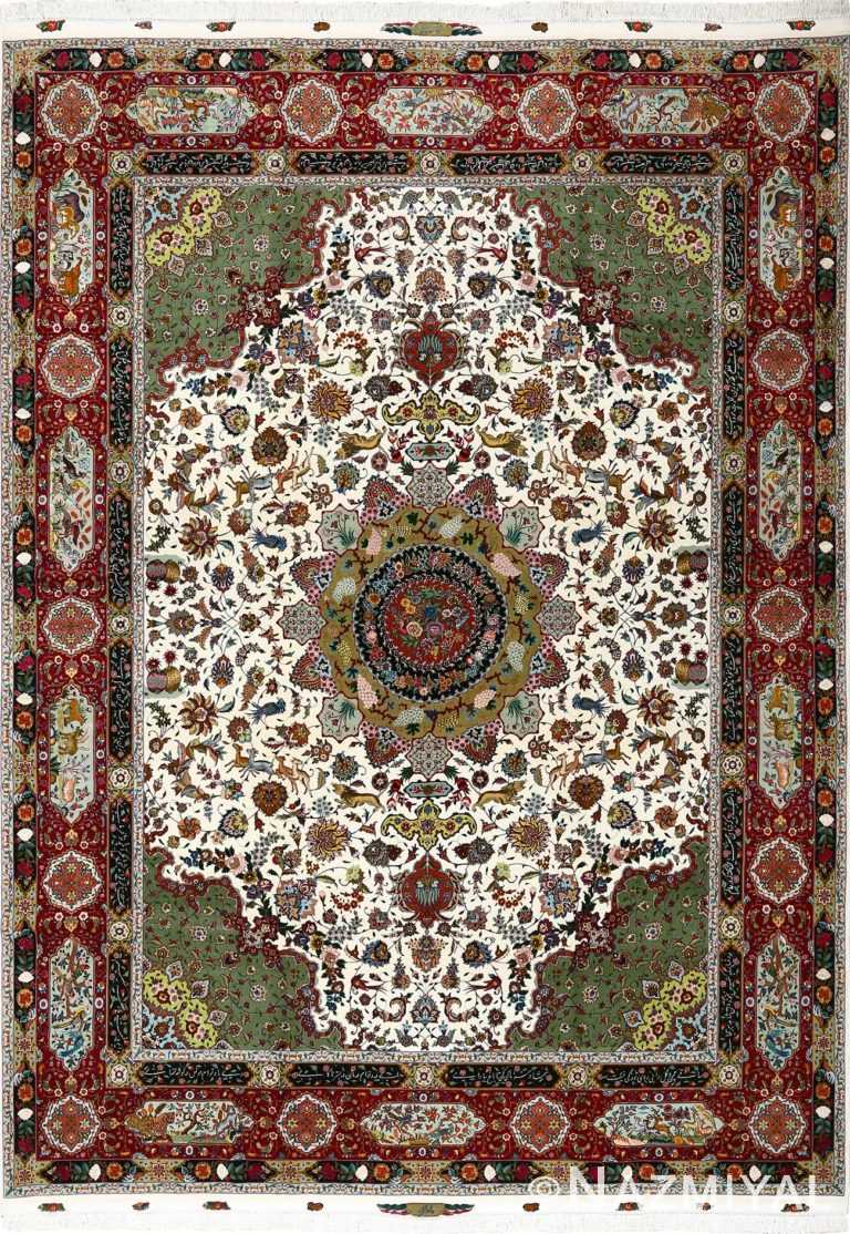 vintage animal motif tabriz persian rug 51107 Nazmiyal