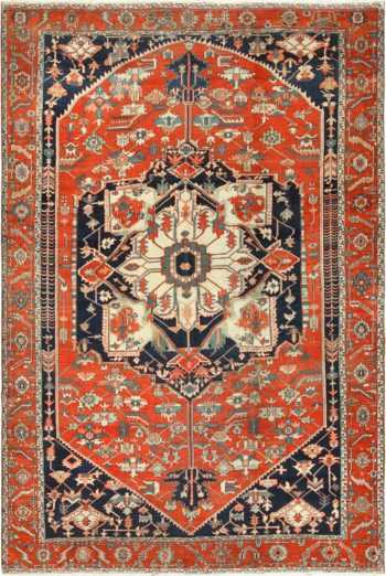 antique red serapi persian rug 49349 Nazmiyal