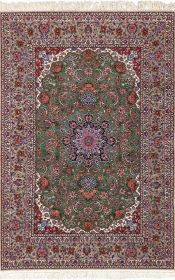 green background vintage isfahan persian rug 51153 Nazmiyal