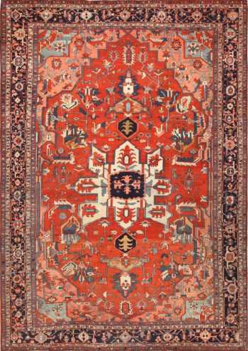 large antique serapi persian rug 49332 Nazmiyal