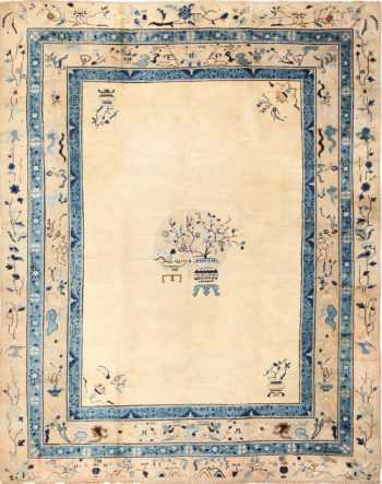 large cream background antique peking chinese rug 49333 Nazmiyal