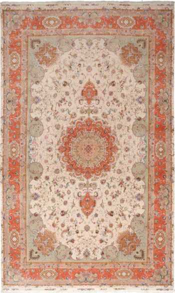 large ivory vintage tabriz persian rug 51143 Nazmiyal