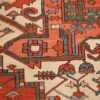 large red background antique serapi persian rug 49325 design Nazmiyal