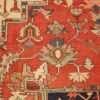 red background antique serapi persian rug 49358 flowers Nazmiyal