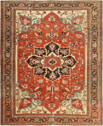 roomsize antique serapi persian rug 49350 Nazmiyal