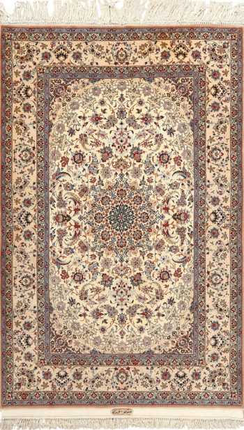 vintage ivory isfahan persian rug 51172 Nazmiyal