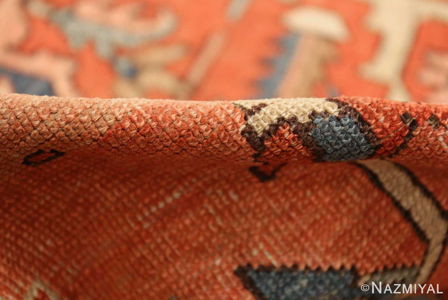 antique ivory background serapi persian rug 49352 pile Nazmiyal
