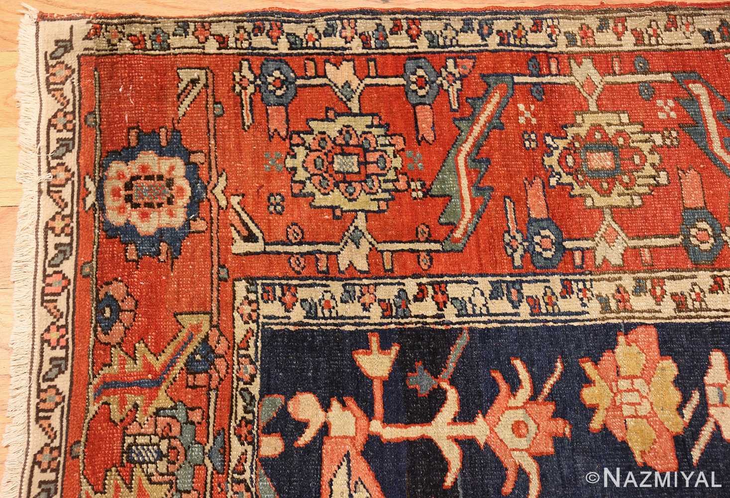antique red serapi persian rug 49349 corner Nazmiyal