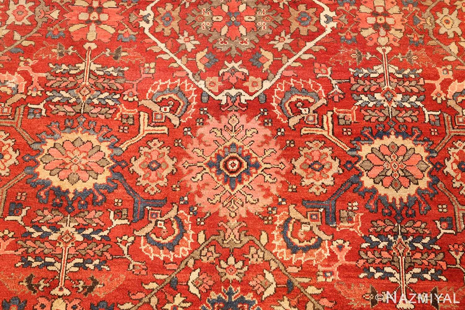 antique red sultanabad persian rug 49337 pink Nazmiyal