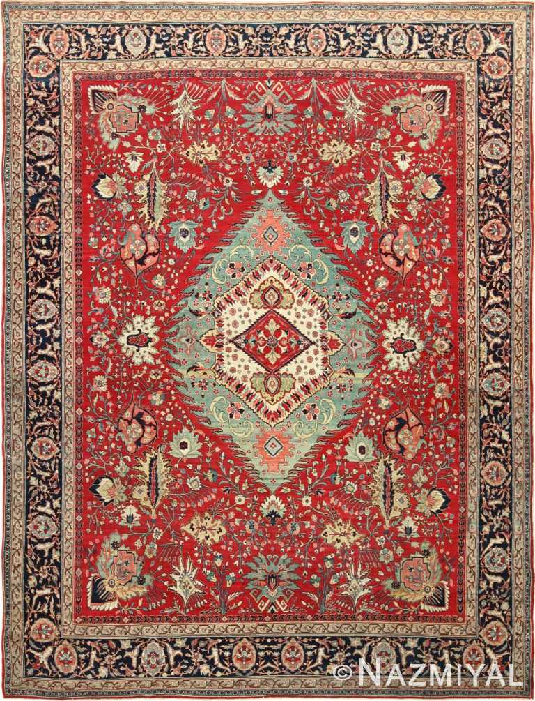 antique red tabriz persian rug 49348 Nazmiyal