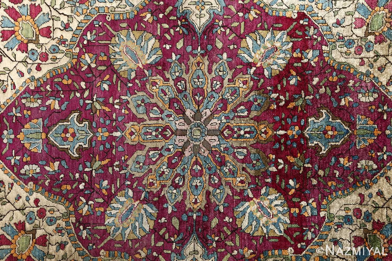 antique silk ohtasham kashan persian rug 51168 medallion Nazmiyal