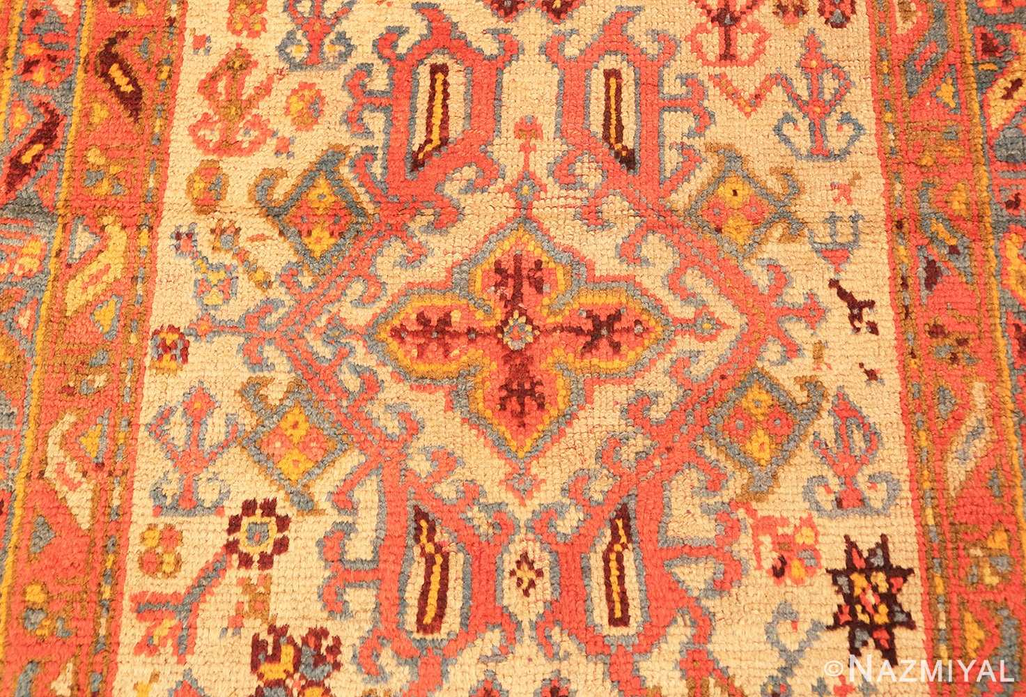 Background Antique Oushak Turkish runner rug 49364 by Nazmiyal