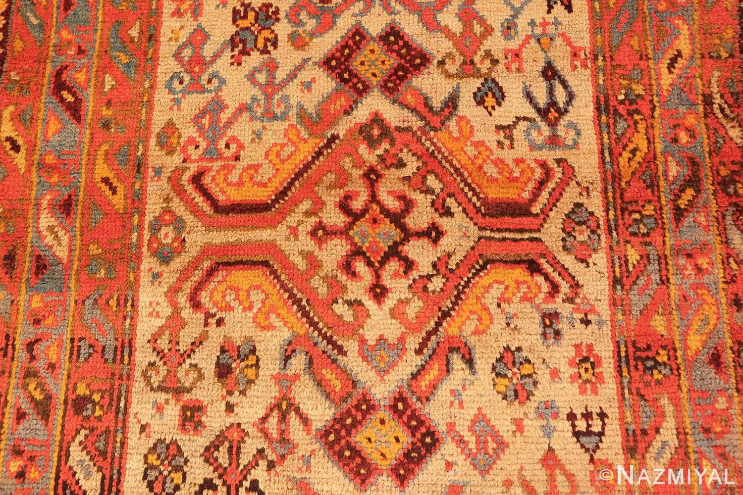 Background Antique Oushak Turkish runner rug 49364 by Nazmiyal
