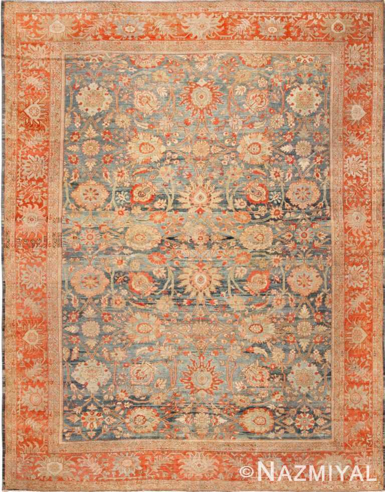 blue background antique sultanabad persian rug 49320 Nazmiyal