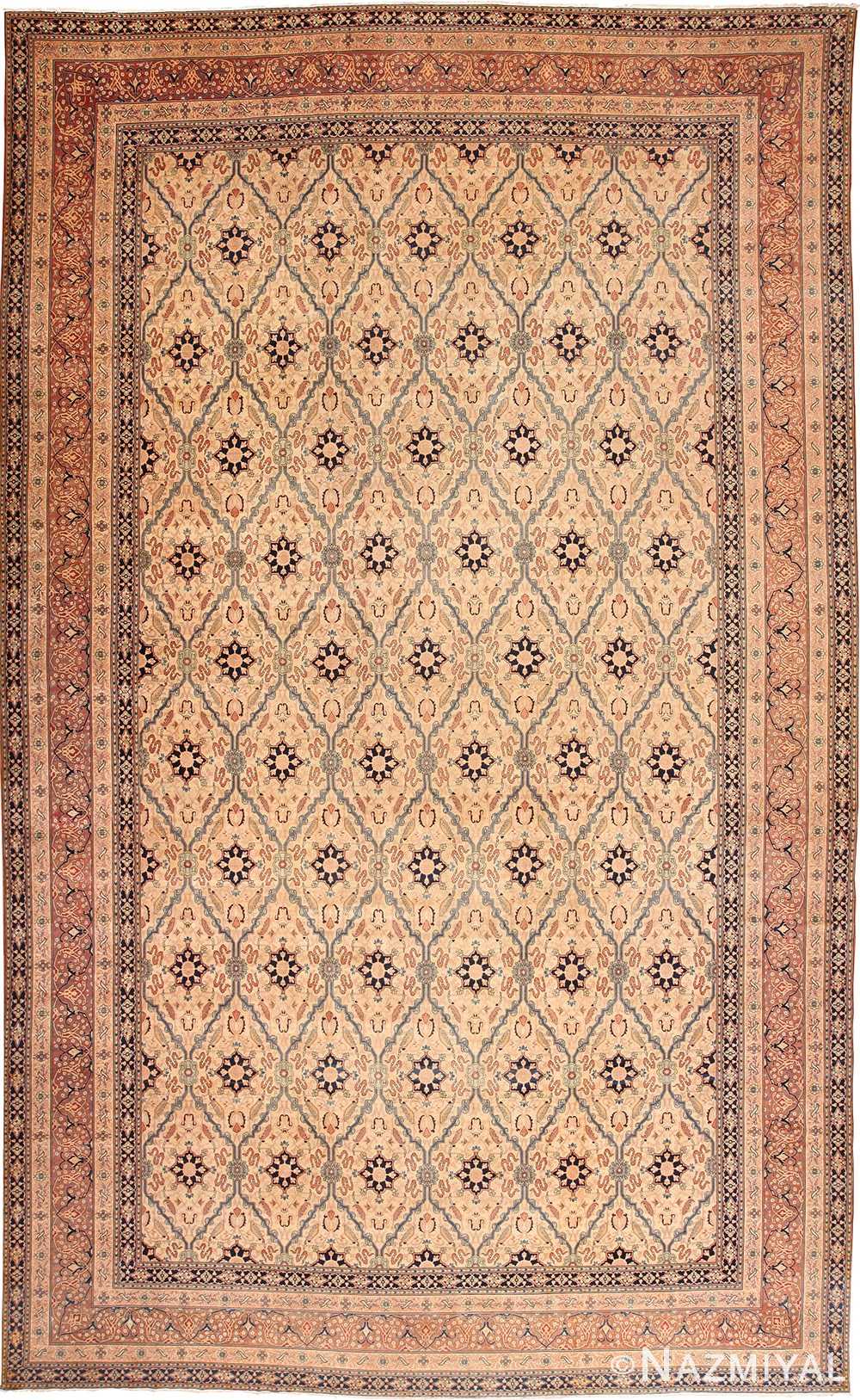 Full view oversized Antique Tabriz Persian rug 49297 by Nazmiyal