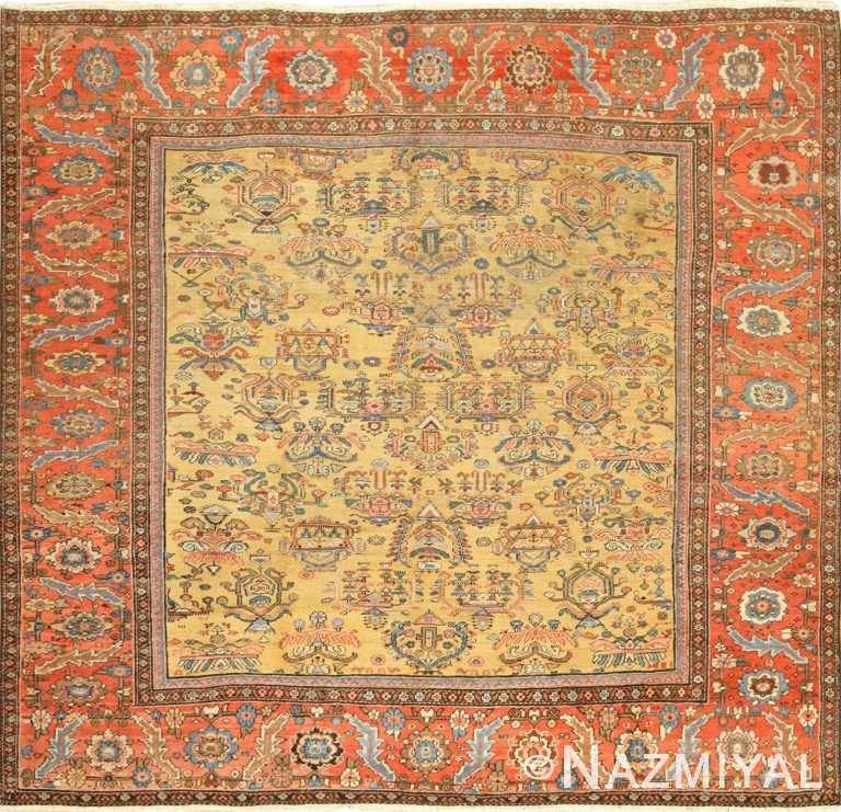 gold background antique sultanabad persian rug 49338 Nazmiyal