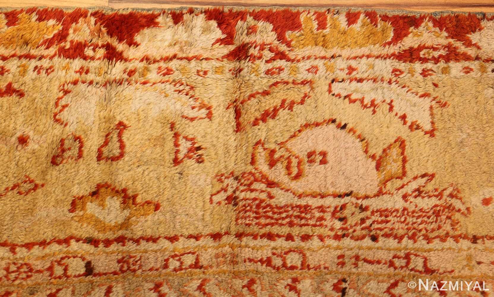 ivory antique oushak turkish rug 49323 fish Nazmiyal