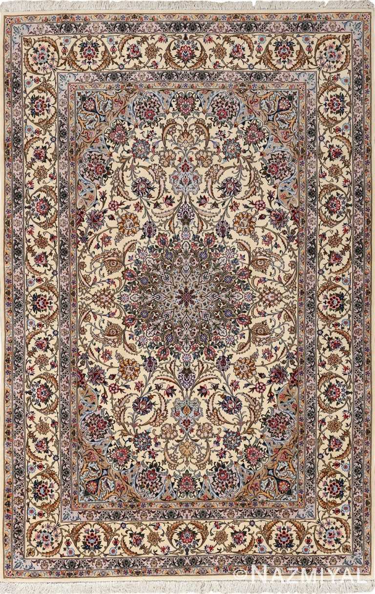 ivory vintage isfahan persian rug 51155 Nazmiyal