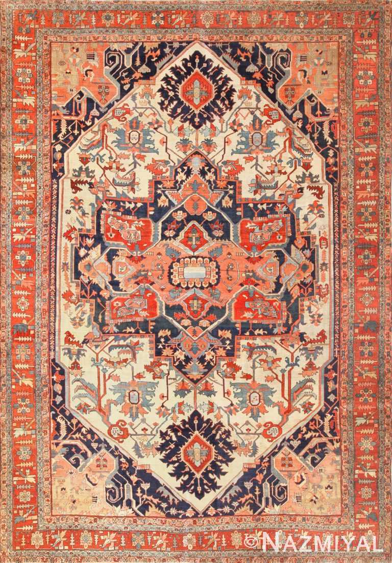 large antique serapi persian rug 49324 Nazmiyal