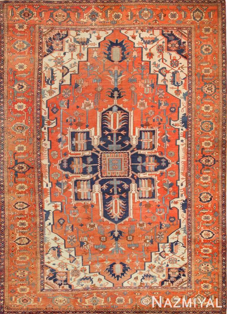 large antique serapi persian rug 49327 Nazmiyal