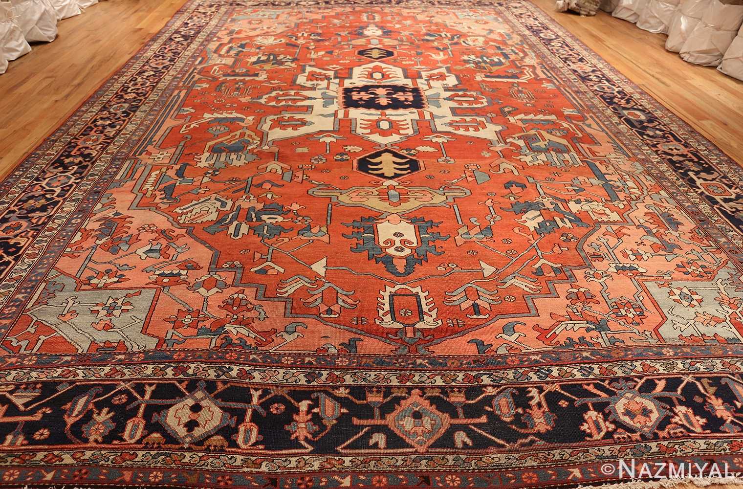 large antique serapi persian rug 49332 full Nazmiyal