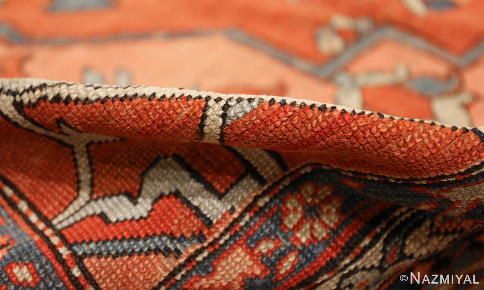 large antique serapi persian rug 49332 pile Nazmiyal