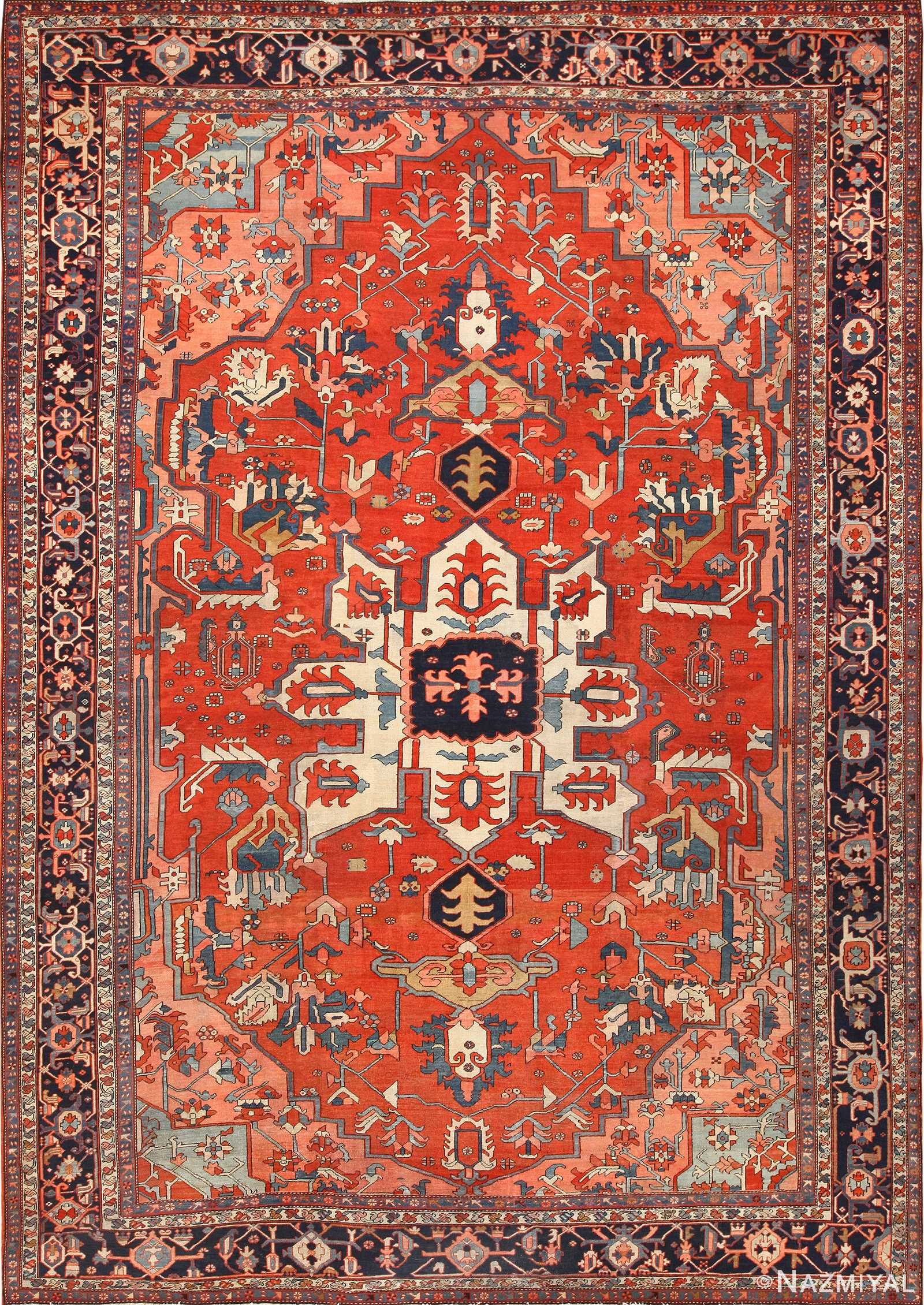 large antique serapi persian rug 49332 Nazmiyal