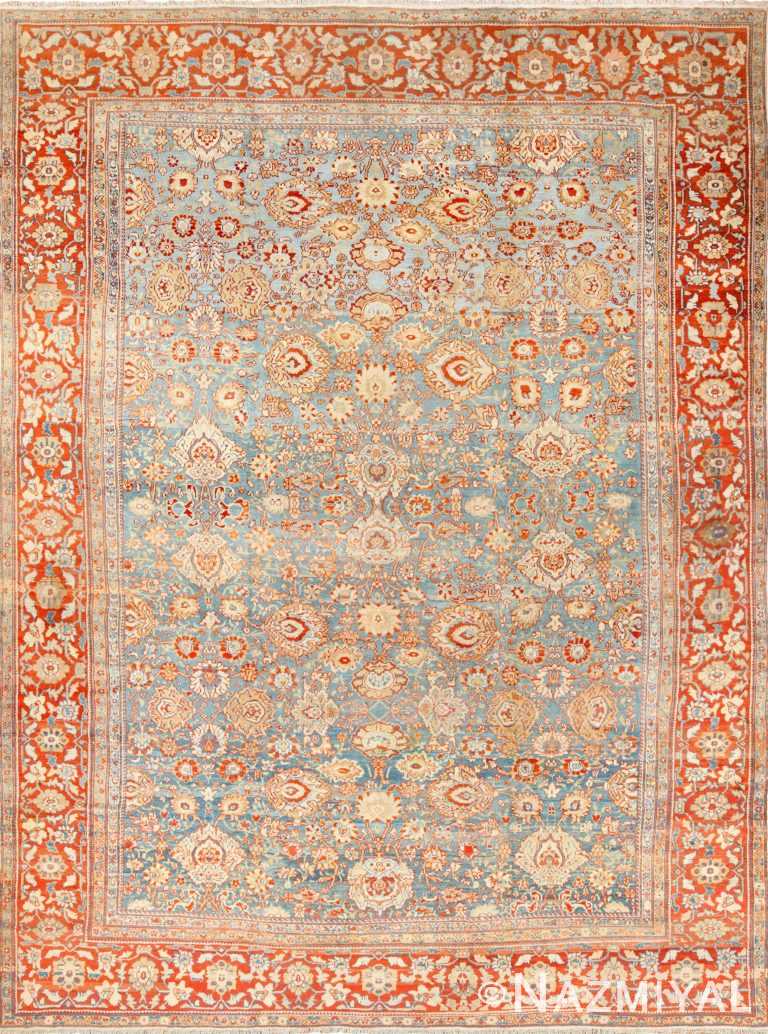 large blue antique sultanabad persian rug 49318 Nazmiyal