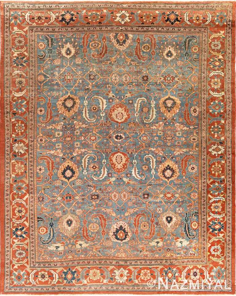 large blue background sultanabad persian rug 49300 Nazmiyal