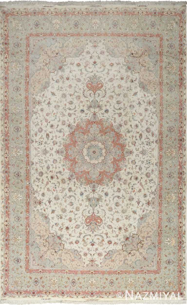 large ivory vintage tabriz persian rug 51157 Nazmiyal