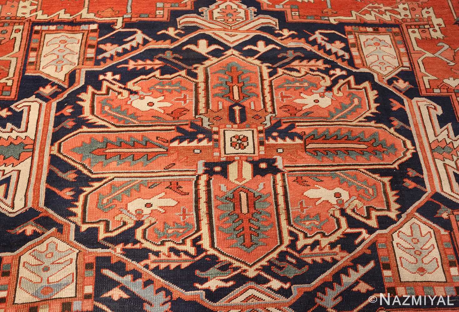 large red background antique serapi persian rug 49325 medallion Nazmiyal