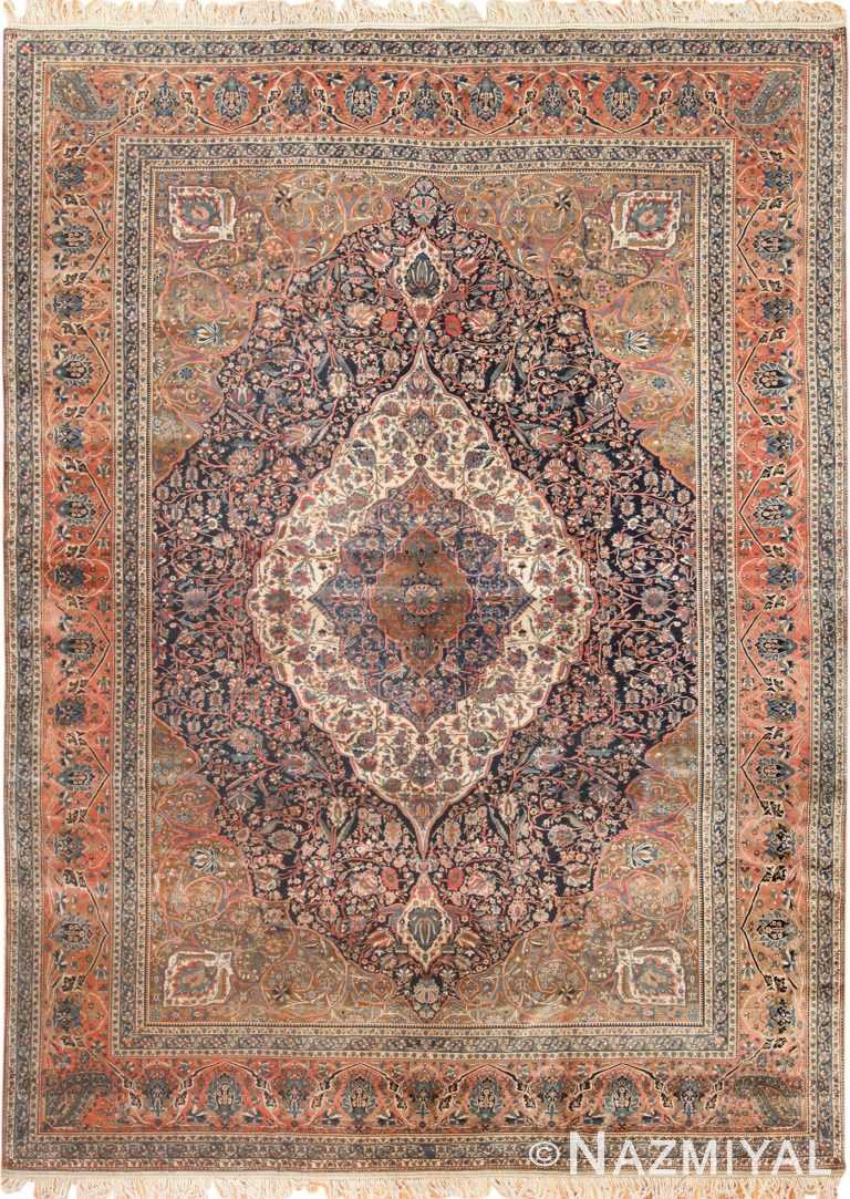 navy antique mohtasham kashan persian rug 49328 Nazmiyal