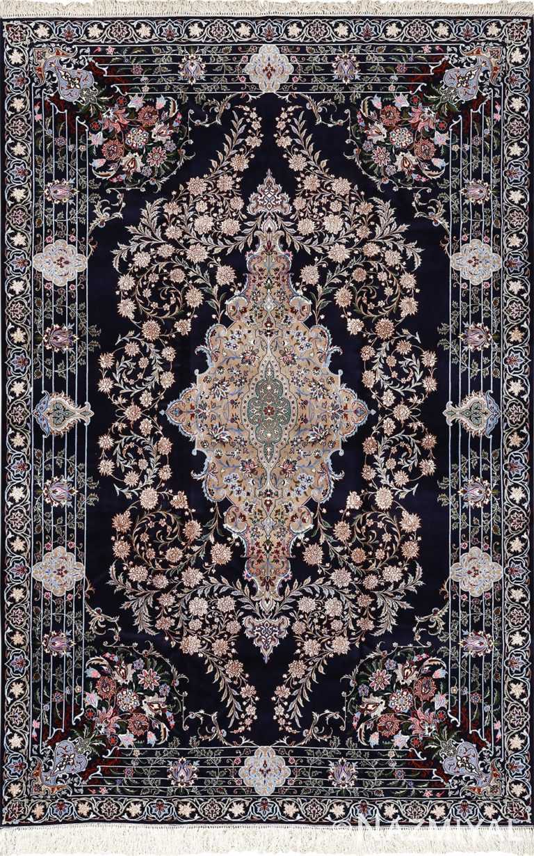 navy background vintage isfahan persian rug 51149 Nazmiyal