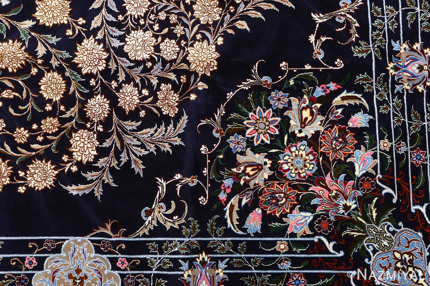 navy background vintage isfahan persian rug 51149 design Nazmiyal