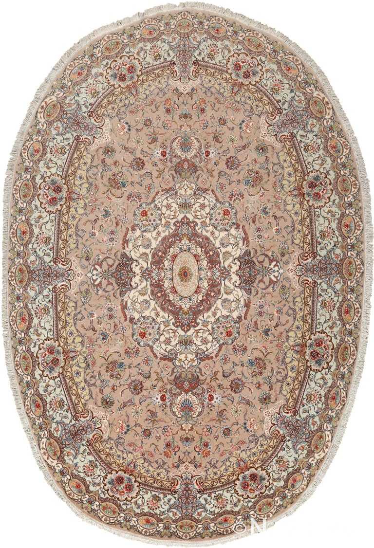 oval vintage tabriz persian rug 51135 Nazmiyal