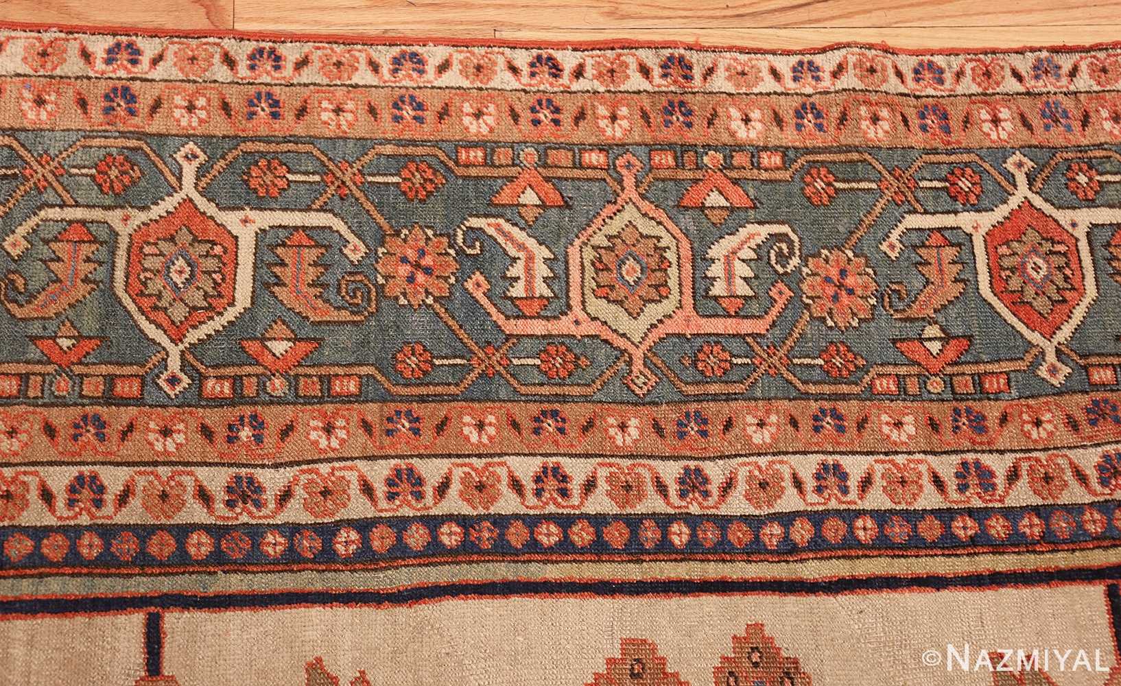 roomsize ivory antique serapi persian rug 49353 border blue Nazmiyal