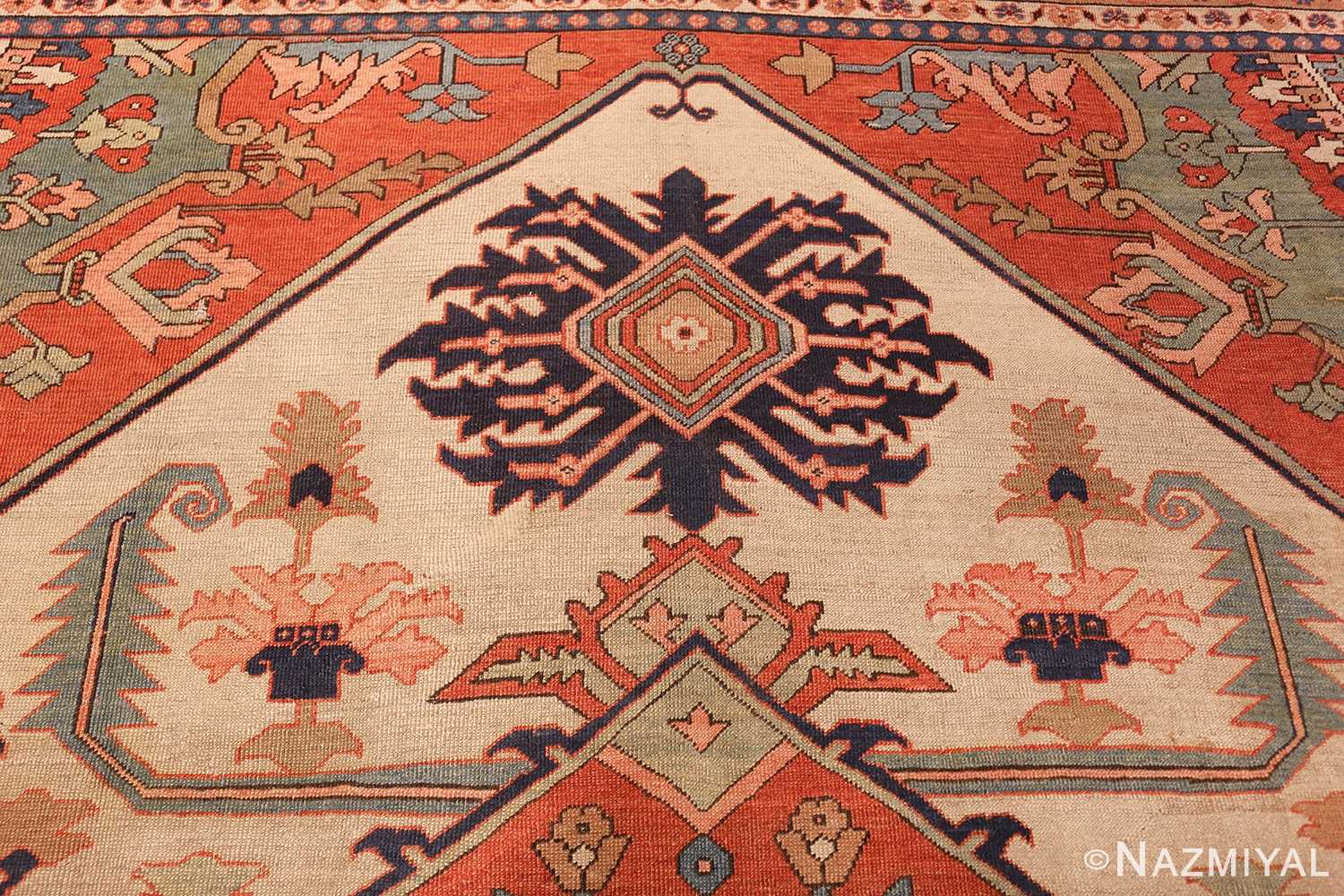 roomsize ivory antique serapi persian rug 49353 top Nazmiyal