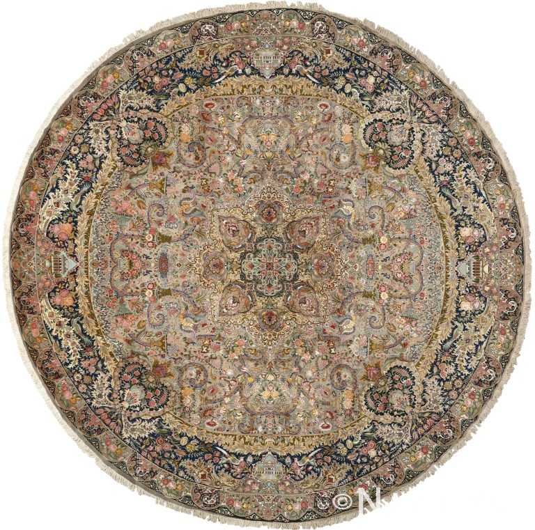 round animal motif vintage tabriz persian rug 51125 Nazmiyal