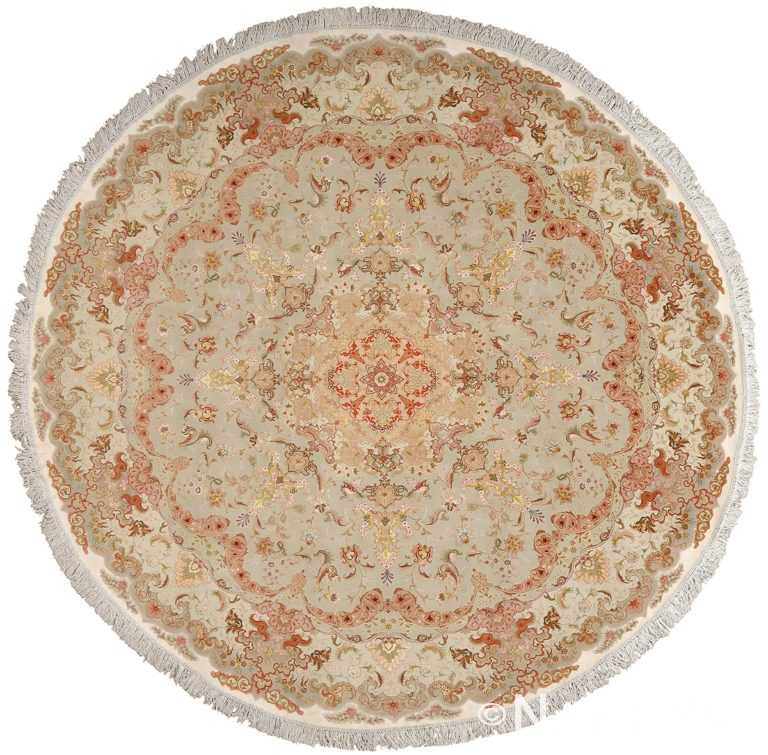 round fine vintage tabriz persian rug 51133 Nazmiyal