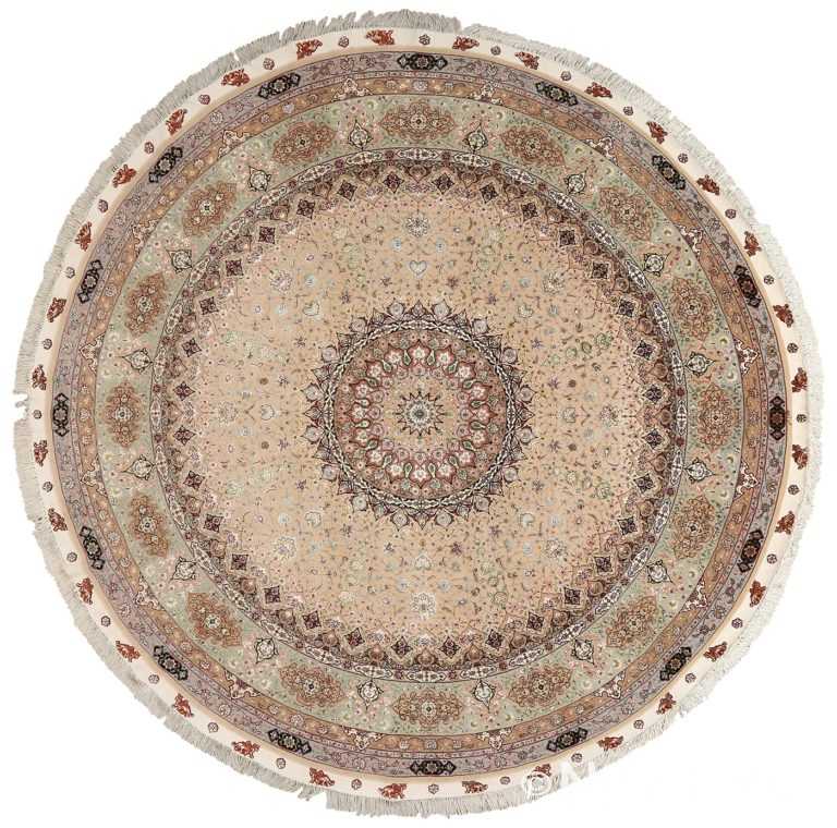 round shahsavarpour design vintage tabriz persian rug 51128 Nazmiyal
