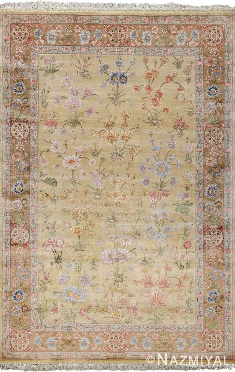 silk shahsavarpour design vintage tabriz persian rug 51162 Nazmiyal