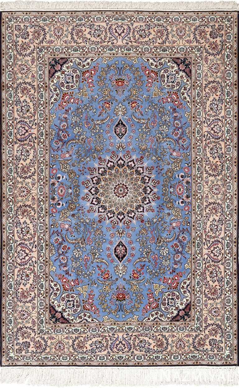 blue background vintage isfahan persian rug 51146 Nazmiyal