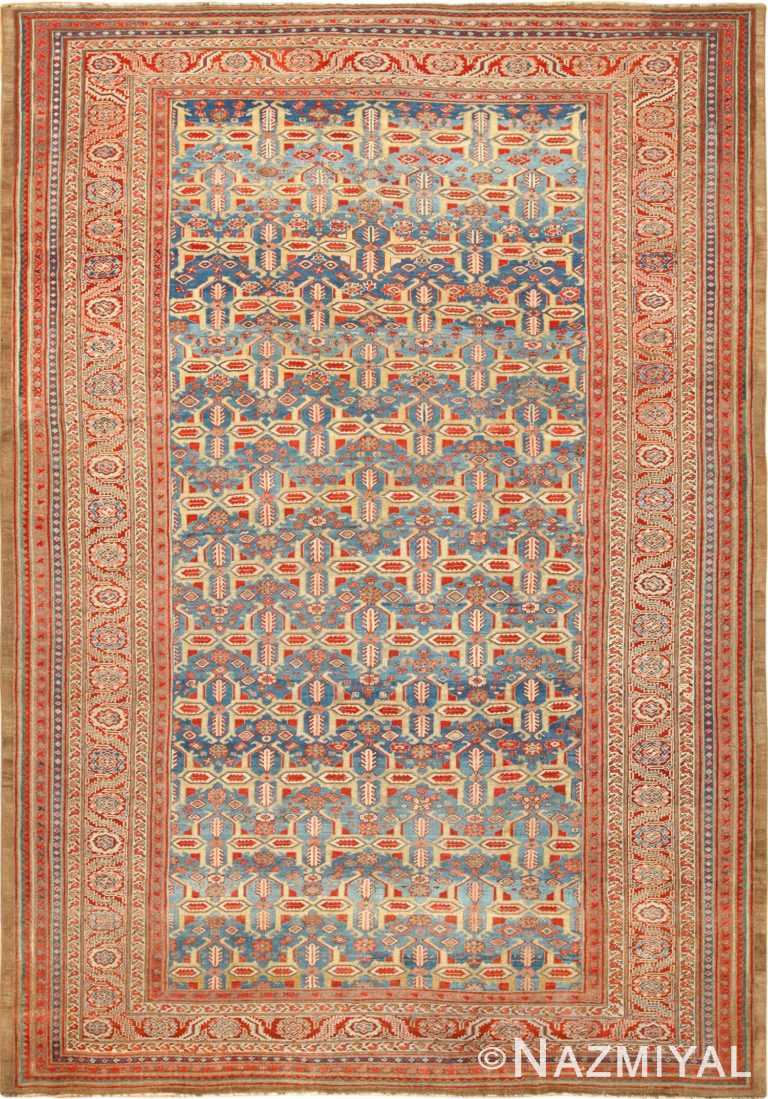 large blue background antique bakshaish persian rug 49299 Nazmiyal