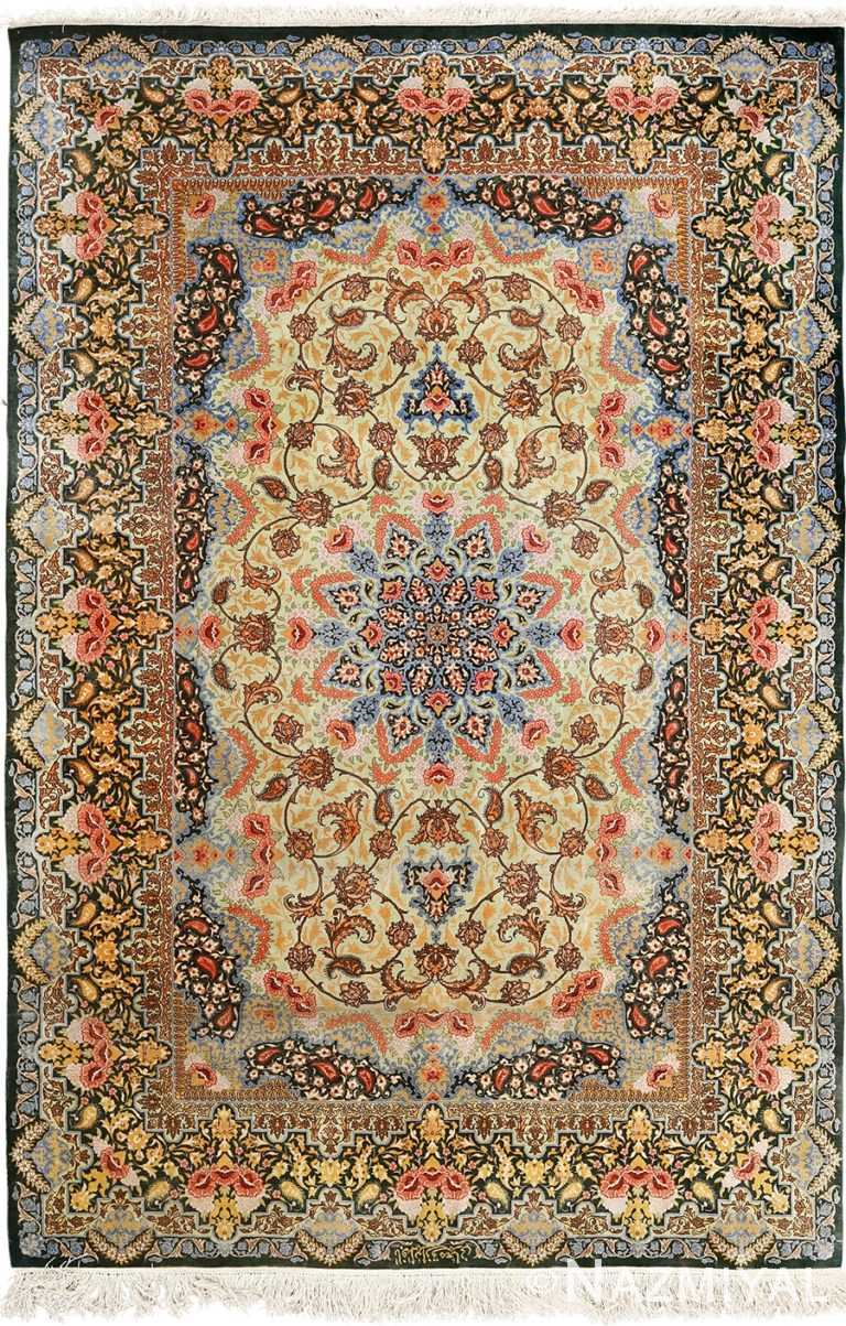 silk vintage qum persian rug 51171 Nazmiyal