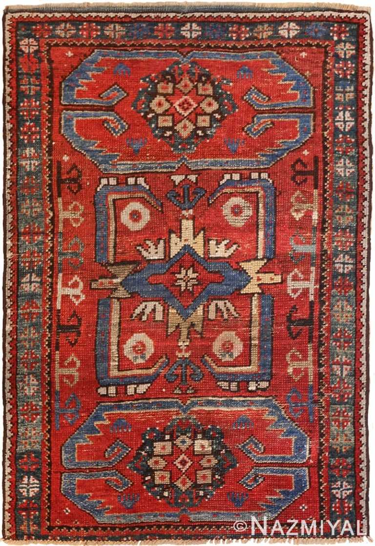 small geometric antique yastic turkish rug 48620 Nazmiyal