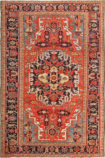 antique red background heriz persian rug 49384 Nazmiyal
